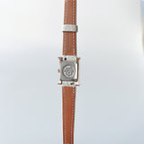 Hermes Heure H Watch In Gold With Diamonds, White Alligator Strap, 21mm