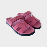 Hermès Chypre Suede Sandal In Rose Aphrodite, Size 36