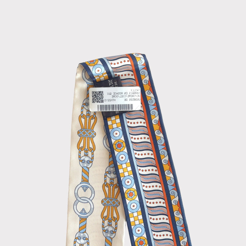 Hermes Harnais en Rosace Twilly In Crème, Ciel And Ocre