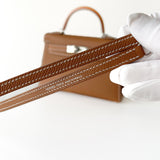 Hermes Mini Kelly II Sellier In Gold With Silver Hardware, Epsom Leather