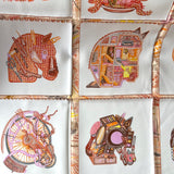 Hermes Chevaloscope Scarf In Blanc / Orange / Parme