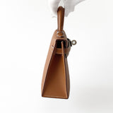 Hermes Mini Kelly II Sellier In Gold With Silver Hardware, Epsom Leather