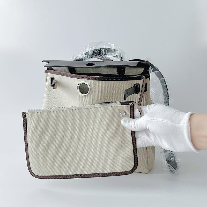 Hermes Herbag 31 In Beton And Ebene With Nata Plated Hardware