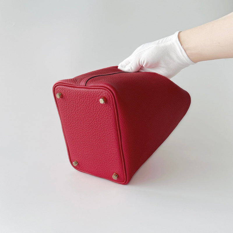 Hermes Picotin Lock Bag 18 In Red Vermillon Leather And Gold Hardware