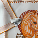 Hermes Chevaloscope Scarf In Blanc / Orange / Parme