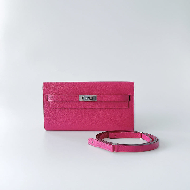 Hermes Kelly Classique To Go Wallet, In Pink, Rose Mexico Epsom Leather