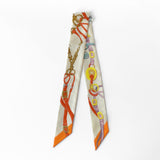 Hermes Brides de Gala Applique Pique Twilly In Cream, Orange And Yellow