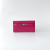 Hermes Kelly Classique To Go Wallet, In Pink, Rose Mexico Epsom Leather