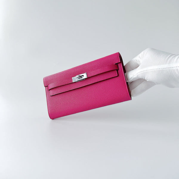 Hermes Kelly Classique To Go Wallet, In Pink, Rose Mexico Epsom Leather