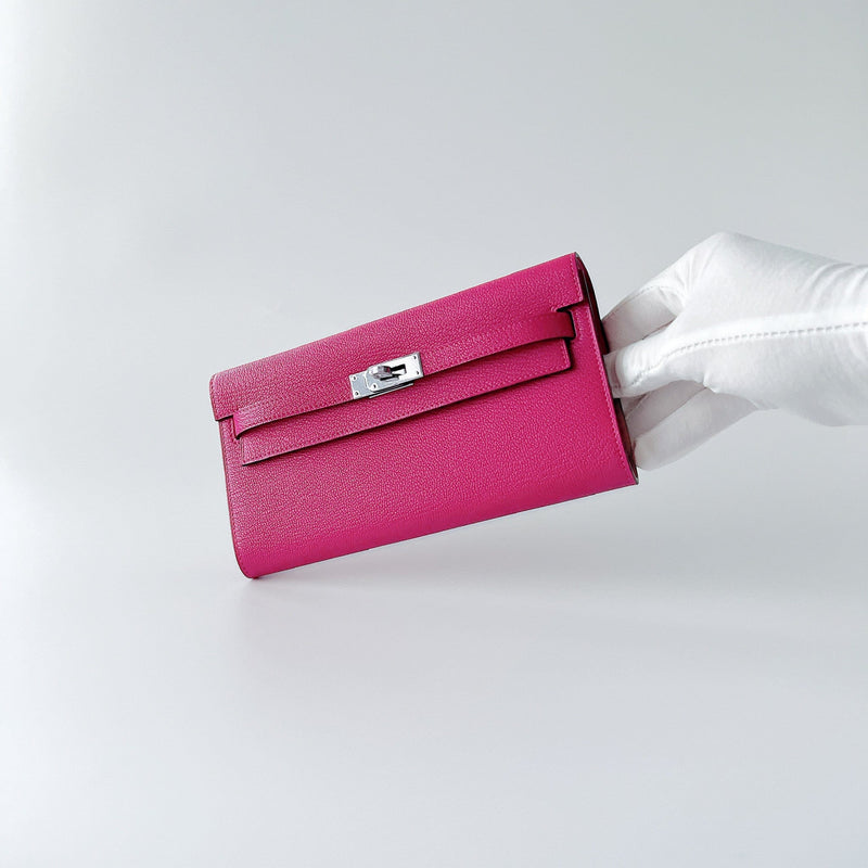Hermes Kelly Classique To Go Wallet, In Pink, Rose Mexico Epsom Leather