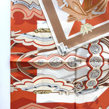 Hermes Brides et Destin Scarf In Orange Cuit, Beige Doré and Blanc