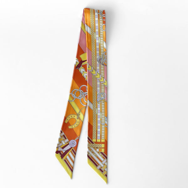 Hermes Brides et Gris-Gris Twilly In Orange, Yellow And Pink
