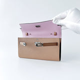 Hermes Rare Kelly Classique To Go Wallet, Chai And Mauve Sylvestre