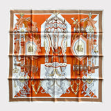 Hermes Brides et Destin Scarf In Orange Cuit, Beige Doré and Blanc