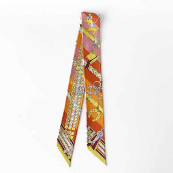 Hermes Brides et Gris-Gris Twilly In Orange, Yellow And Pink