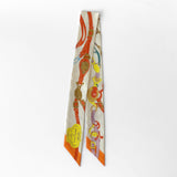 Hermes Brides de Gala Applique Pique Twilly In Cream, Orange And Yellow