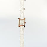 Hermes Heure H Watch In Gold With Diamonds, White Alligator Strap, 21mm