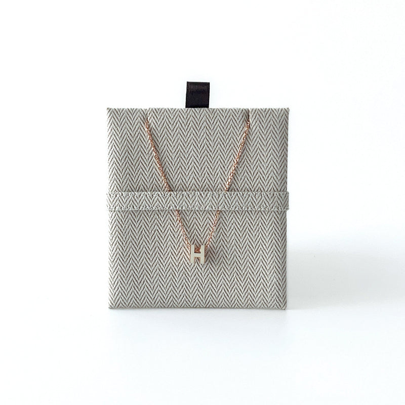 Hermes Mini Pop H Necklace In White & Rose Gold