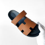 Hermes Men's Chypre Sandal In Naturel, Brown, Size 40.5 EU