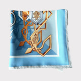 Hermes Brides et Destin Scarf In Bleu Jean / Mordoré / Ciel