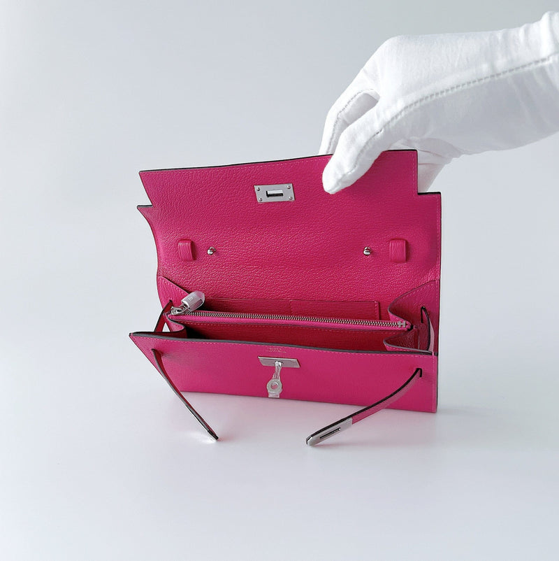 Hermes Kelly Classique To Go Wallet, In Pink, Rose Mexico Epsom Leather