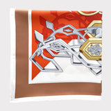 Hermes Brides et Destin Scarf In Orange Cuit, Beige Doré and Blanc