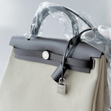 Hermes Herbag 31 In Beton And Ebene With Nata Plated Hardware
