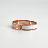 Hermès Clic H Bracelet In White and Rose Gold, PM Size