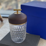 St Louis Crystal Folio Portable Lamp In Dark Wood and Brass