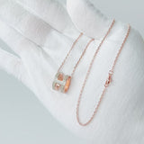Hermes Pop H Necklace In Marron Glace And Rose Gold