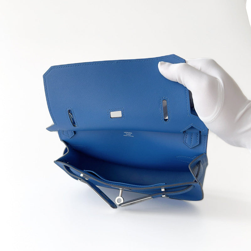 Hermes Jypsiere Mini Bag In Blue With Palladium Hardware
