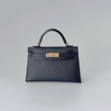 Hermes Mini Kelly II Sellier In Black With Gold Hardware, Epsom Leather