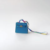 Hermes Micro Mini Kelly Twilly Bag Charm In Bleu Izmir And Gold Hardware, Tadelakt