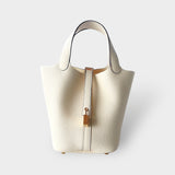 Hermes Picotin Lock Bag 18 In Nata Clemence Leather And Gold Hardware