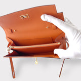 Hermes Kelly Classique To Go Wallet, In Orange, Epsom Leather With Gold Hardware