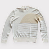 Hermes "Sunset et soie" Crewneck Sweater In Cream, Size M