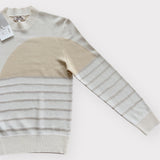 Hermes "Sunset et soie" Crewneck Sweater In Cream, Size M