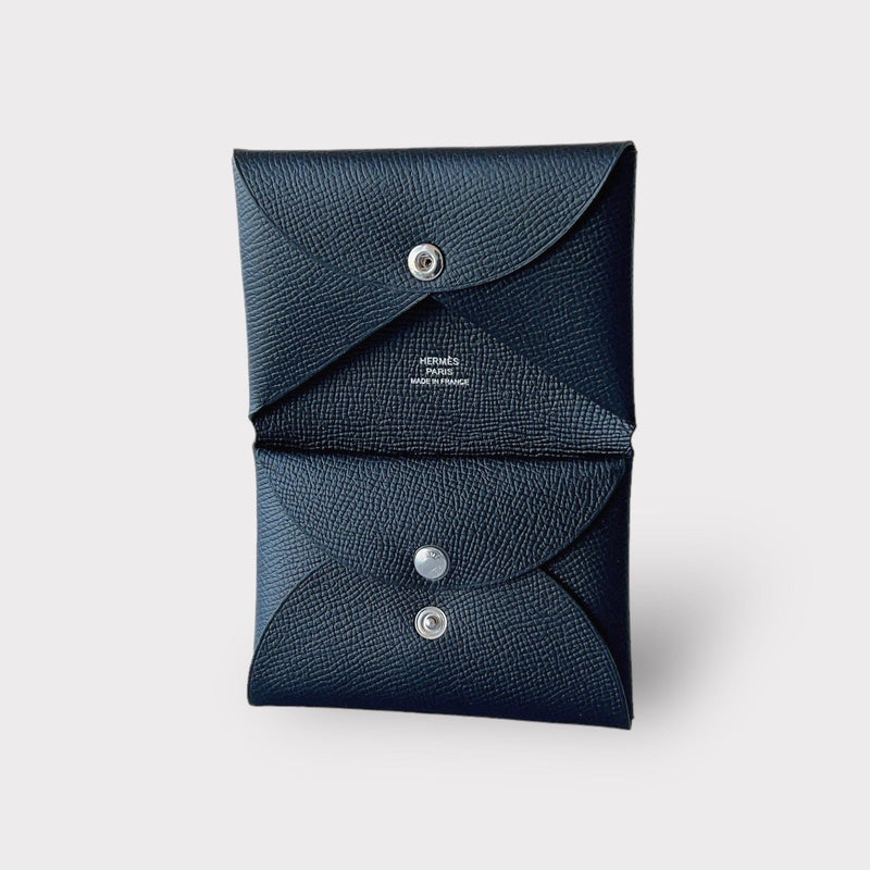 HERMÈS Calvi Duo card holder in Black Epsom leather with Palladium  hardware-Ginza Xiaoma – Authentic Hermès Boutique