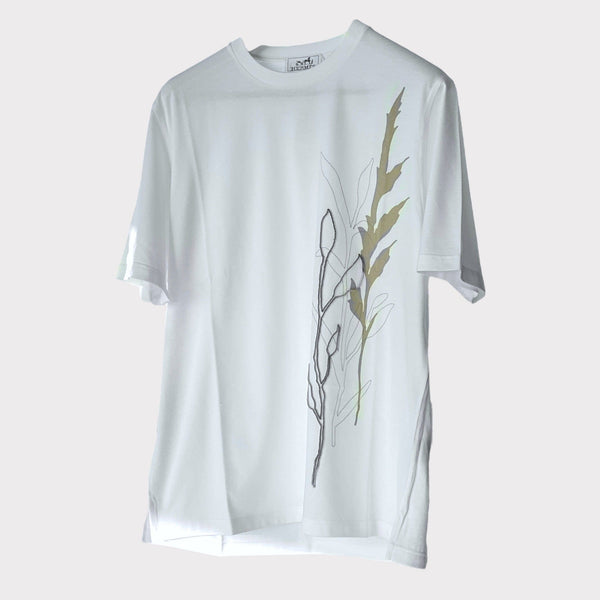 Hermes Men's "Herbier 3D" T-shirt, White, Size Medium