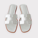 Hermes Women's Oran Sandal In White, Size 39