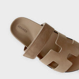 Hermès Women's Chypre Suede Sandal In Beige Argile, Size 38