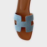 Hermes Women's Oran Sandal In Denim Bleu Clair, Size 39