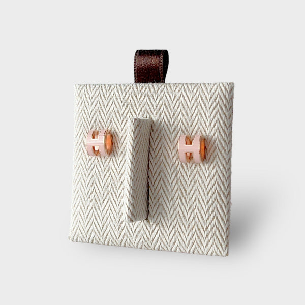 Hermes Mini Pop H Earring In Pink And Rose Gold