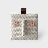 Hermes Mini Pop H Earring In Pink And Rose Gold