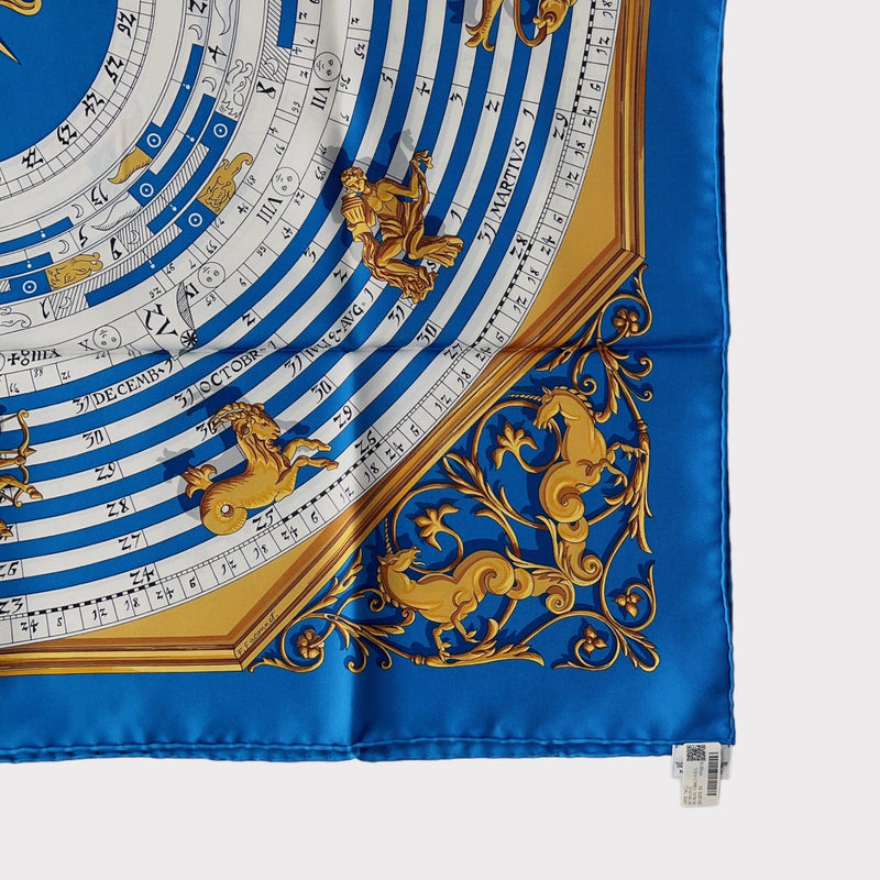 Hermes Blue Astrologie Printed Silk Square Scarf Hermes