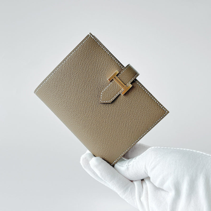 Hermès Bearn Compact Wallet - Etoupe - Gold Hardware – Found Fashion