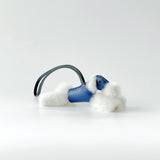 Hermes Budy Charm In Navy Blue | Merino Shearling And Leather, Bleu Saphir - Found Fashion