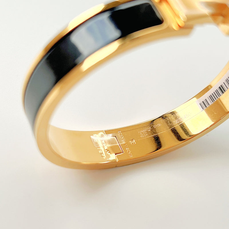 Clic clac h bracelet Hermès Black in Gold plated - 35659586