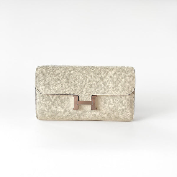 Hermes Constance Long To Go Wallet In Nata And Palladium Hardware - Found Fashion