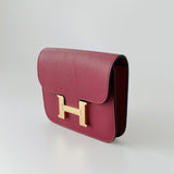Hermes Constance Slim Wallet In Rouge Grenat With Gold Hardware - Found Fashion